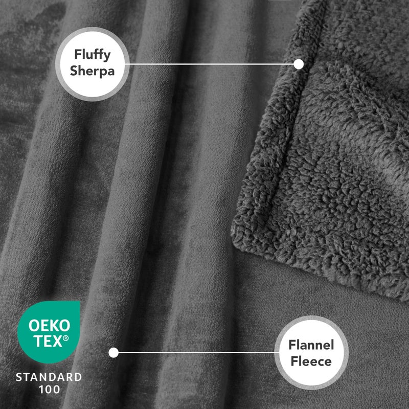PetAmi Dog Blanket for Medium Large Dogs, Pet Bed Blanket Cat Puppy Kitten, Fleece Furniture Couch Cover Protector Sofa Car, Soft Sherpa Dog Throw Plush Reversible Washable, 40x60 Solid Dark Gray - Image 2